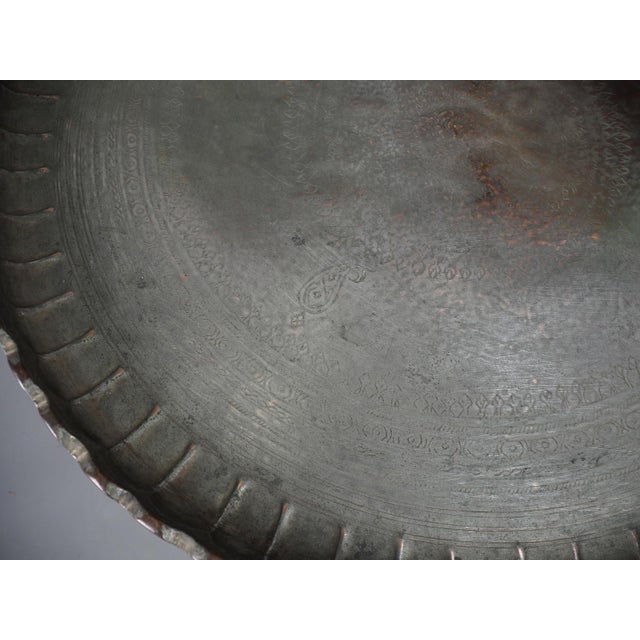 Oriental Islamic Engraved Copper Table Tray, 1930s For Sale - Image 17 of 18