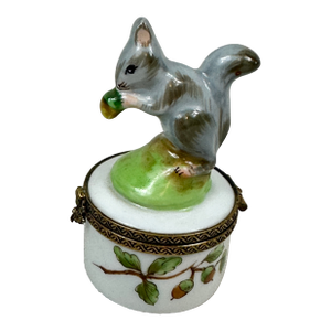 Vintage Limoges Porcelain Squirrel Trinket Box
