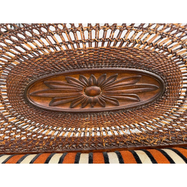 Vintage Regency Caned Mahogany Settee With Down Cushion For Sale In West Palm - Image 6 of 12