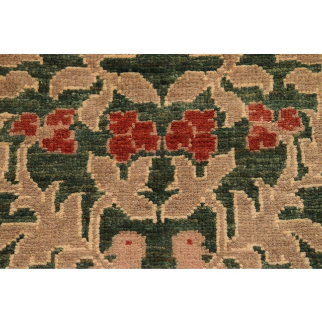 1990s Boho Chic Ziegler Green Rust Hand-Knotted Wool Rug - 8'1'' X 9'10'' For Sale - Image 5 of 8