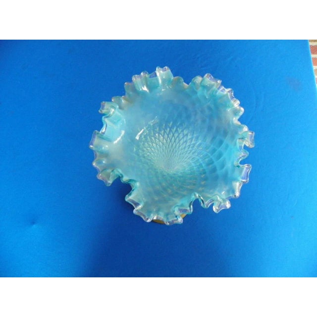 Metal Antique French Diamond Quilted Trumpet Vase For Sale - Image 7 of 8