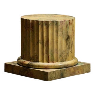 Marbled Pedestal or End Table, 1980s For Sale