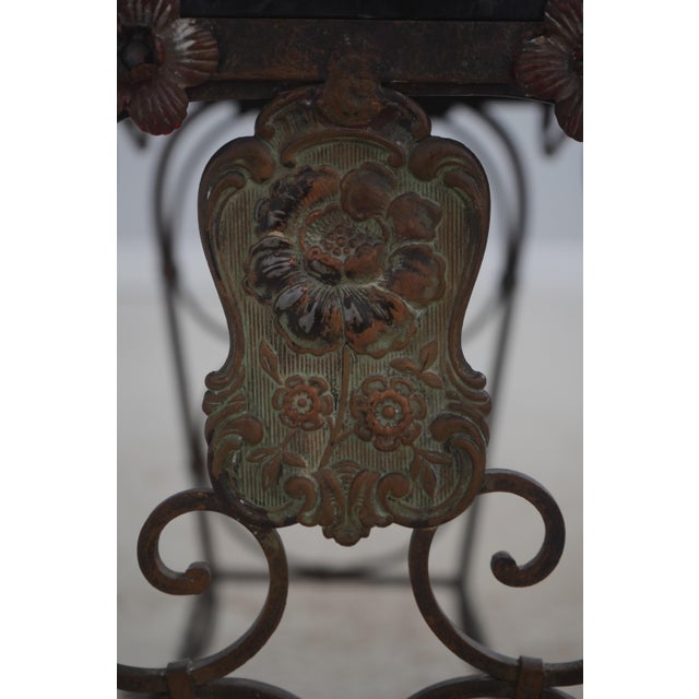 Vintage Wrought Iron Base Marble Top Side Table For Sale - Image 10 of 12
