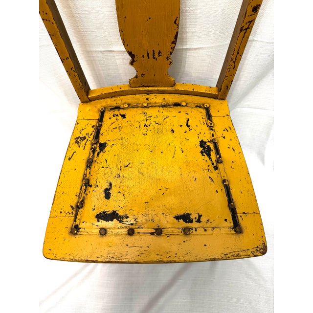 Antique Grand Rapids Farmhouse Side Chair by Heyman Co. - Distressed Goldenrod Yellow For Sale - Image 6 of 9