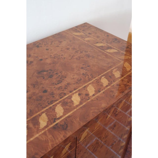 Italian Burl Elm and Marquetry Sideboard, 1970s For Sale - Image 12 of 15