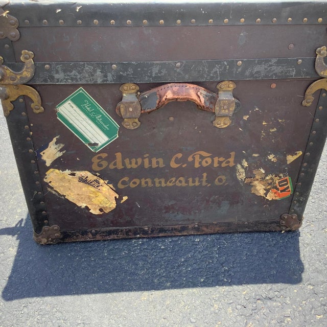 1920's Antique steamer trunk. Labeled Edwin C. Ford Conneaut, O. Amazing condition considering how much it was used based...