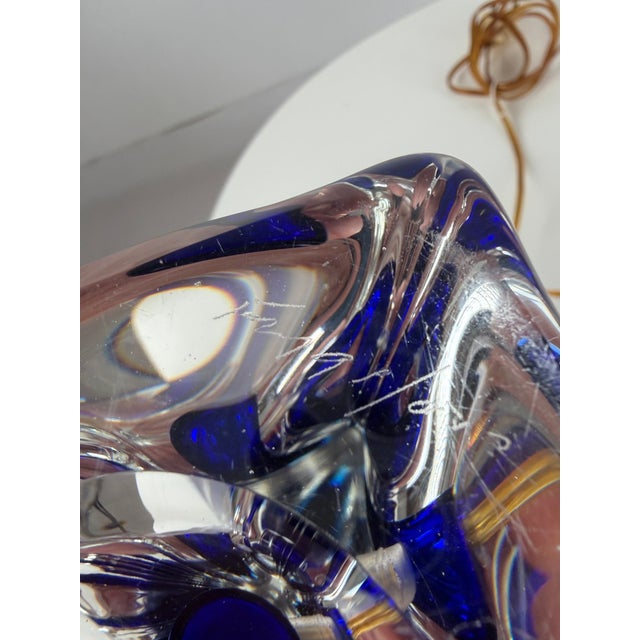 1950s Art Glass Table Lamp by Paul Kedelv for Flygsfors Glasbruk, Sweden, 1950s For Sale - Image 5 of 8