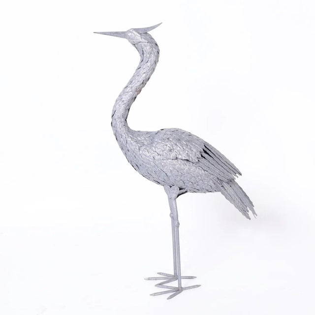 Metal Pair of Mid-Century Metal Cranes or Bird Sculptures For Sale - Image 7 of 11
