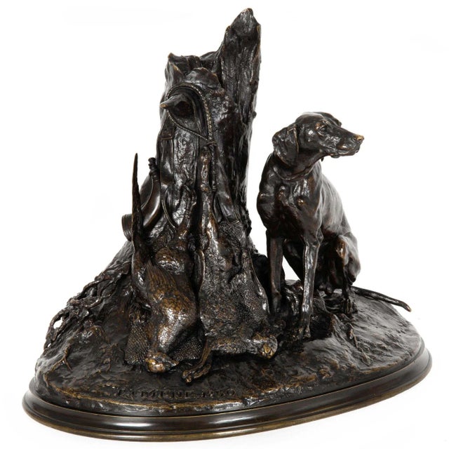 PIERRE-JULES MÊNE France, 1810-1879 "Chien Gardant du Gibier" (1850) Sand-cast patinated bronze | signed in cast "P.I....