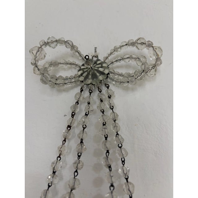 1920s Rare Italian Crystal Beaded Basket With Prisms Mirrors Sconces For Sale - Image 9 of 13