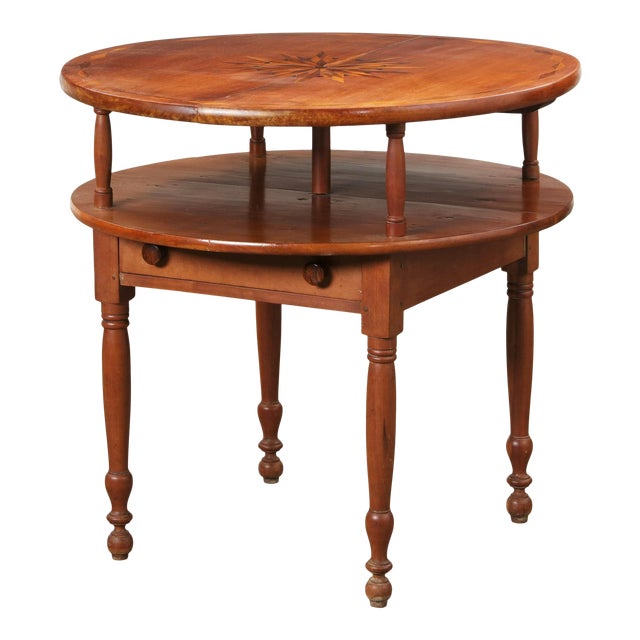 Antique Early 19th C American Sheraton Inlaid Cherry Table For Sale