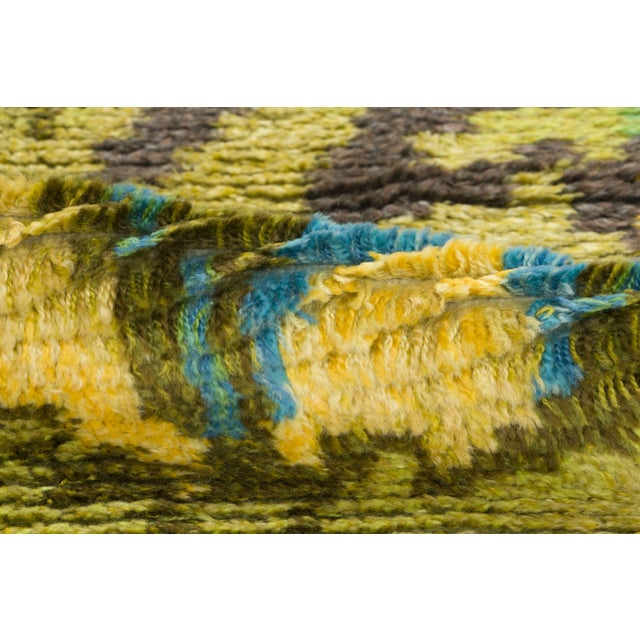 Vintage Swedish Rya Wool Rug in Gold & Blue by Rug & Kilim, 1970-1979 For Sale In New York - Image 6 of 9