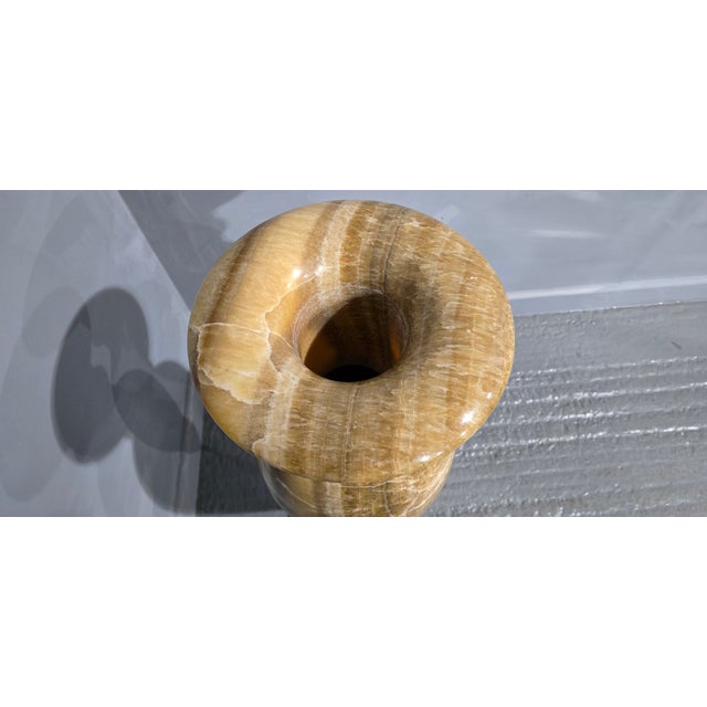 Brown Huge Carved Alabaster Vase, 1930 For Sale - Image 8 of 10