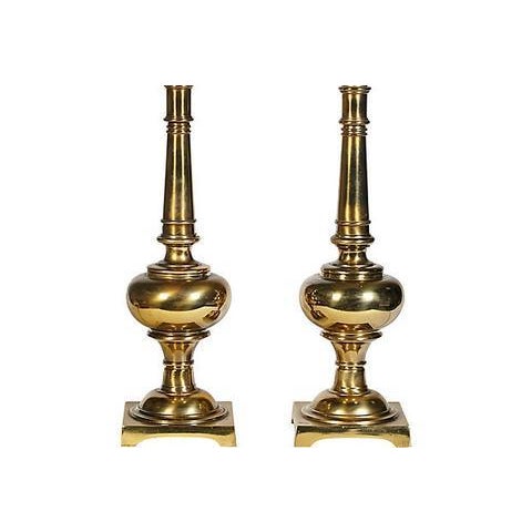1960s Stiffel Brass Table Lamps - A Pair | Chairish