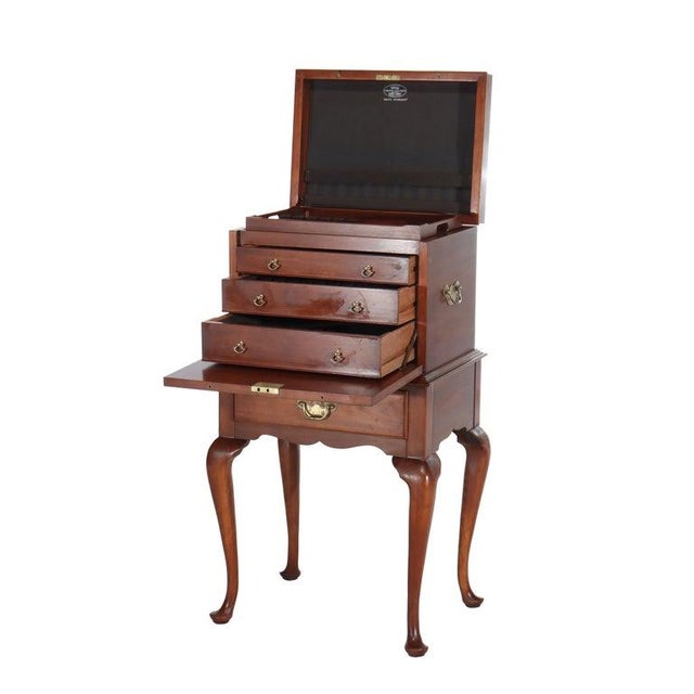 Antique Henkel Harris Mahogany & Burl Inlaid Silver Chest Signed C1930 For Sale - Image 6 of 13