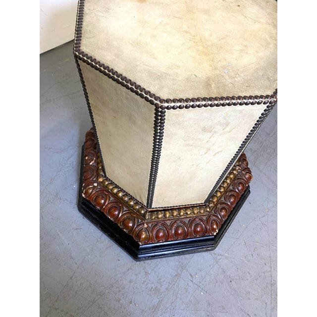 1920's Italian Leather and Wood Stand 1920's For Sale - Image 4 of 4