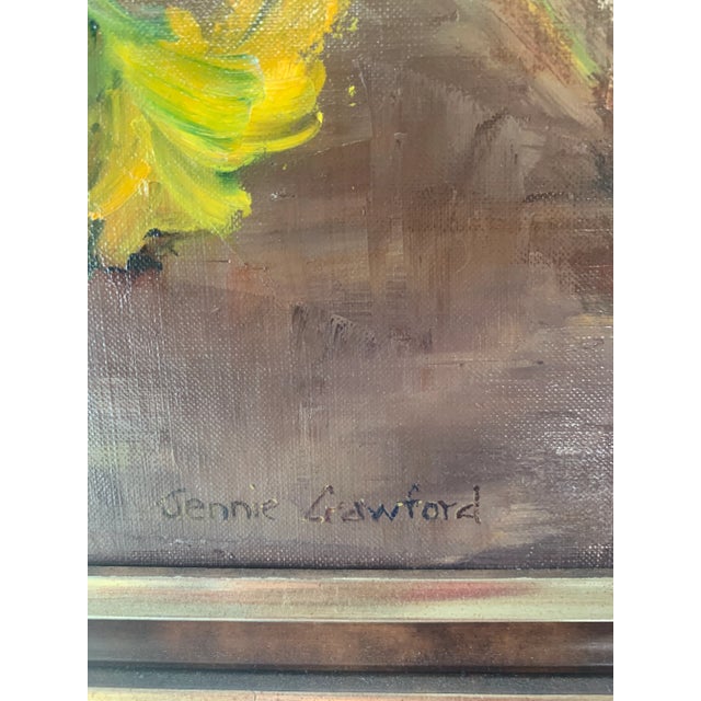 Expressionism Vibrant Floral Still Life Oil Painting by Jennie Thatcher Crawford, Framed For Sale - Image 3 of 13