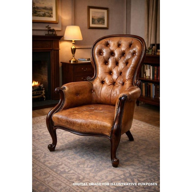 Victorian Leather Armchair, 1880s For Sale - Image 11 of 12