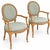 This is a pair of 1970s French Napoleonic style carved rope bergere chairs. The seafoam embroidered is vintage, and there...
