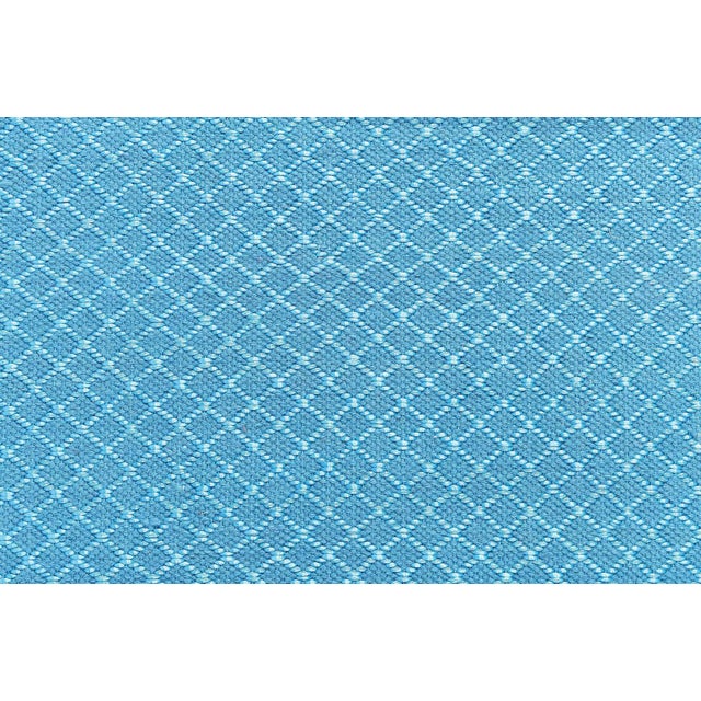 Modern Contemporary Turquoise Geometric Flat-Weave Viscose Rug by Doris Leslie Blau For Sale - Image 3 of 8