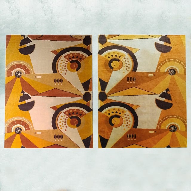 Mid-Century Modern French Constructivist Pure Wool Rugs, 1950s, Set of 2 For Sale - Image 3 of 18
