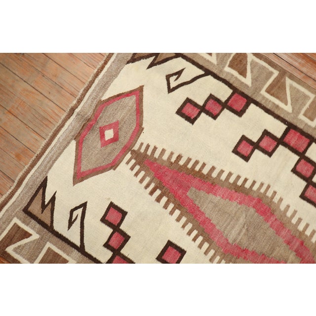 Antique American Navajo Ivory Tribal Rug - 3'5" x 4'5" For Sale In New York - Image 6 of 7