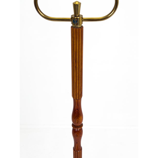 Swedish Modern Twin-Arm Floor Lamp in Teak and Brass, Sweden, 1950s, in Good conditions. Designed 1950 to 1959 European...