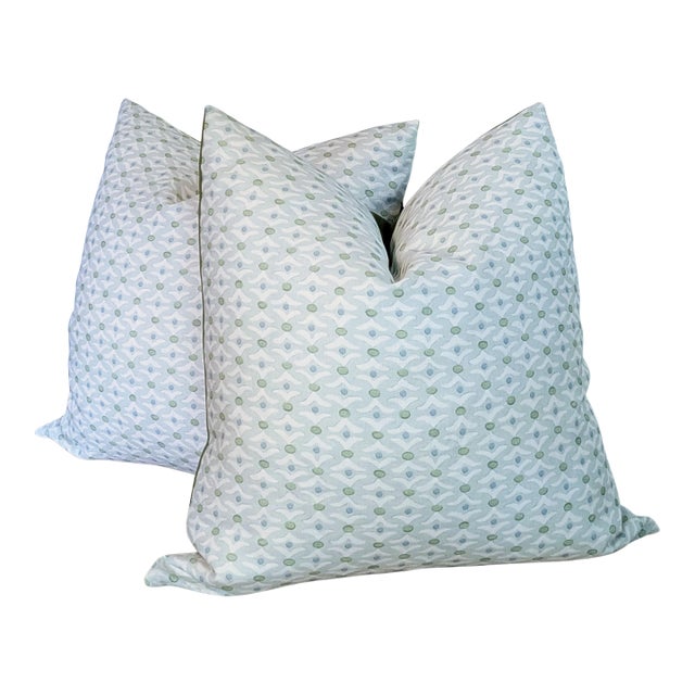 Galbraith & Paul Tusk Pillows in Blue and Green- Pair 22" For Sale