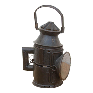 Antique Industrial Iron Railway Lantern