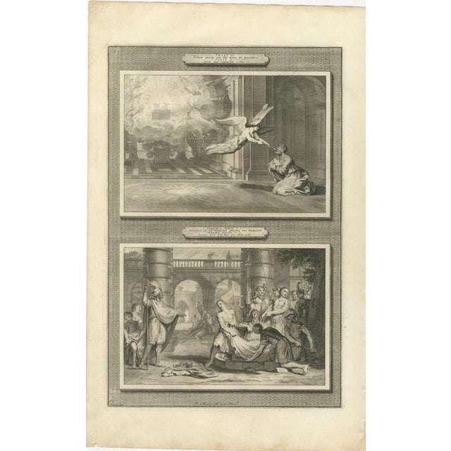 Baroque Pieter Mortier, Isaiah's Vision and Jeremiah Drawn from the Pit, Pieter 1700, Engraving For Sale - Image 3 of 12