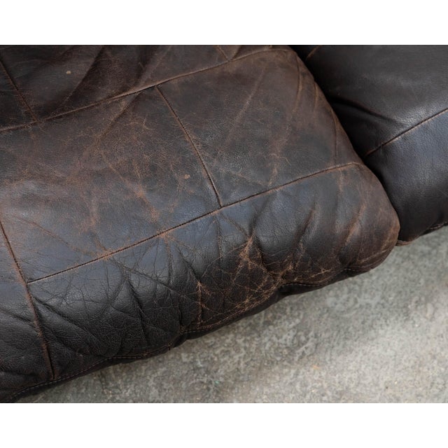 Vintage Marsala Sofa and Ottoman in Brown Leather from Ligne Roset, 1980s, Set of 2 For Sale - Image 6 of 13