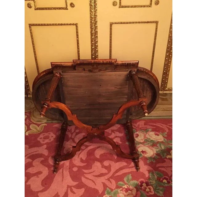 19th Century Louis XVI Marquetry & Veneer Salon Table, 1860s For Sale - Image 10 of 11