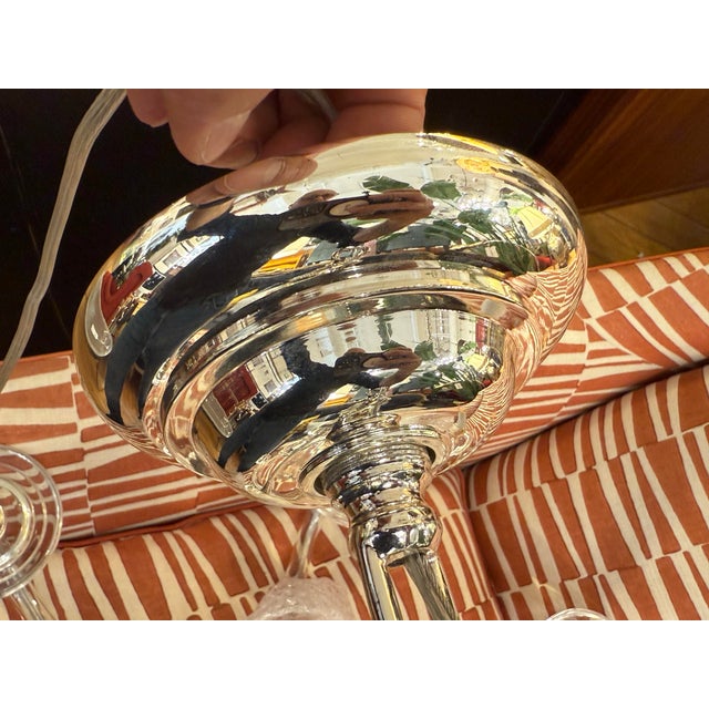 Chapman & Myers for Visual Comfort George II Polished Nickel + Glass Chandelier For Sale - Image 11 of 12