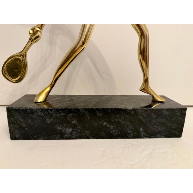 Us Open Tennis Player Sculpture in Solid Brass on Marble Base For Sale - Image 12 of 12
