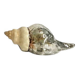 Vintage Partially Silvered Conch Shell in the Style of Bucellati For Sale