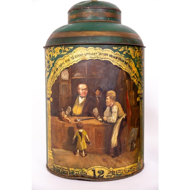Late 19th Century Large Green Hand-Painted English Tea Canister Lamps - a Pair For Sale - Image 11 of 11