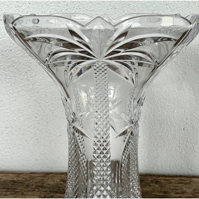 Transparent Vintage Palm Tree Crystal Vase For Sale - Image 8 of 12