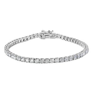 10K White Gold 5.00 Cttw Natural Diamond Tennis Bracelet For Sale