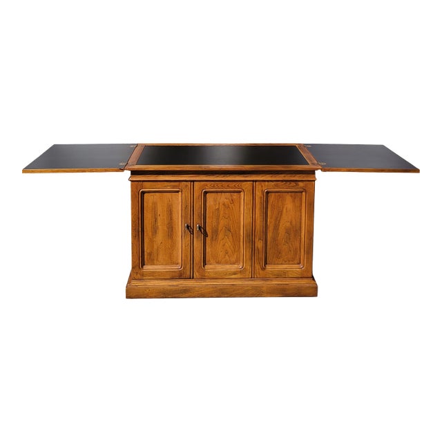 1970s Henredon Artefacts Oak Fliptop Bar Cart, Attributed For Sale