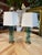 1970s Fontana Arte Style Brass and Blue Glass Table Lamps - a Pair For Sale In Los Angeles - Image 6 of 10