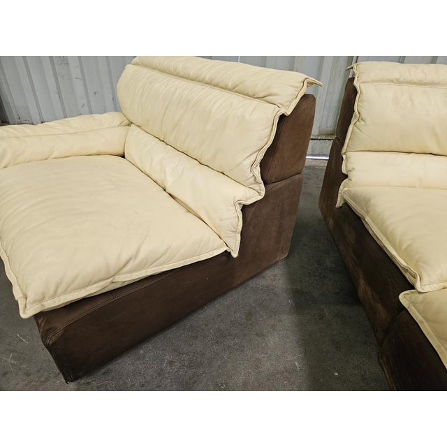 Italian Modular Corner Sofa in Leather and Suede, 1970s, Set of 4 For Sale - Image 9 of 18