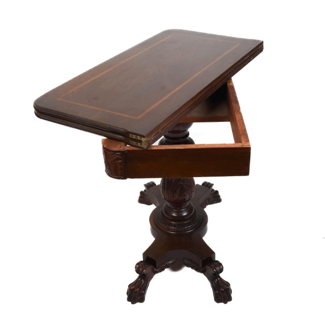 Late 19th Century 1890s American Mahogany Ball and Claw Flip-Top Gaming Card Table For Sale - Image 5 of 9
