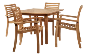 Hi Teak Birmingham Stacking Teak Outdoor Dining Armchair 4pc