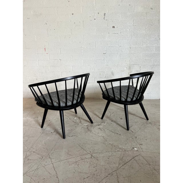 Yngve Ekström Scandinavian Yngve Ekstrom Arka Spindle Back Chairs With New Cushions - a Pair For Sale - Image 4 of 4