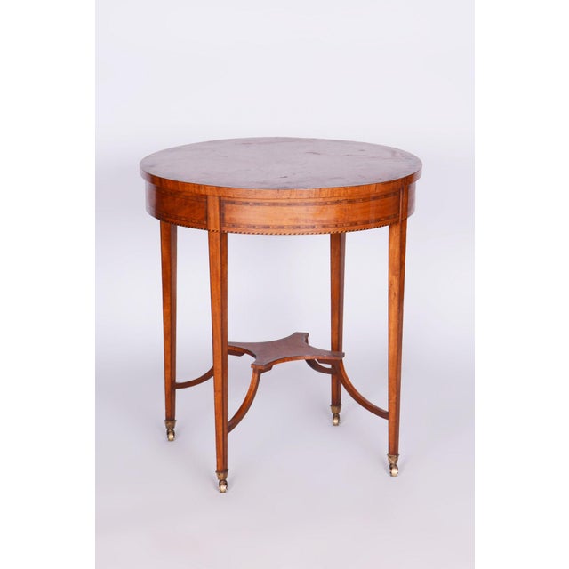 Biedermeier Round Table in Cherrywood with Detailed Marquetry, France, 1850s For Sale - Image 11 of 11