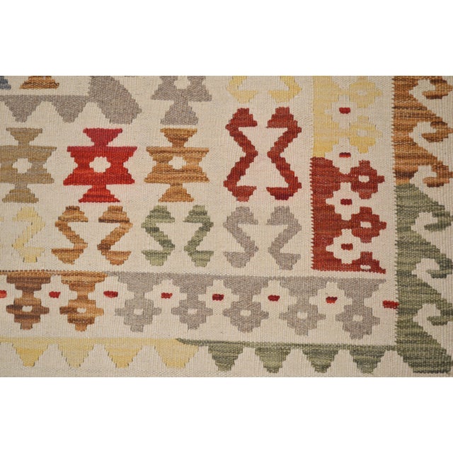 Shabby Chic Afghan Hand Made Wool Maimana Kilim,6'5"x9'9" For Sale - Image 3 of 5