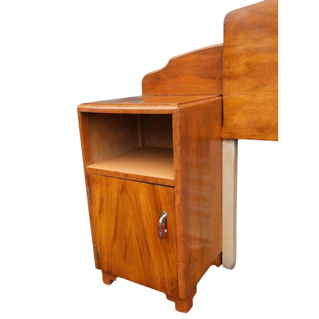 Brown Art Deco Walnut Headboard with Bedside Cabinets, 1930s For Sale - Image 8 of 10