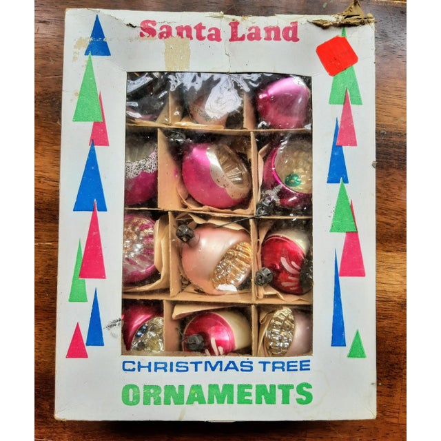 Christmas Box Pink Mercury Glass Ornaments Set 12 For Sale - Image 10 of 13