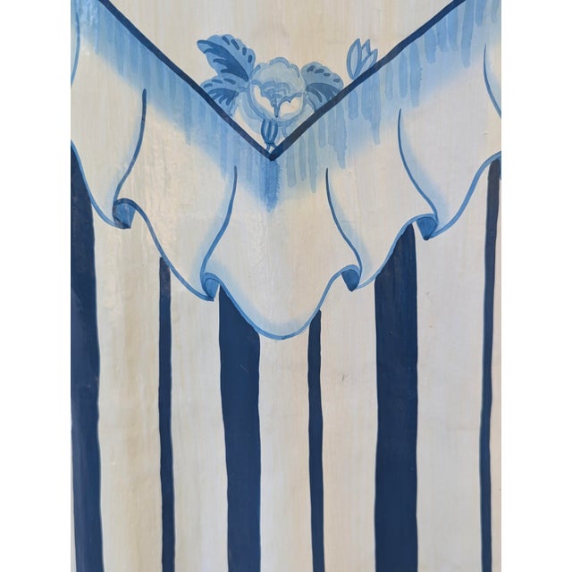 Paper Vintage Trompe Loeil Hand Painted Skirted Side Table For Sale - Image 7 of 16
