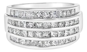 Princess Cut Cocktail Ring 2.14cttw 14k White Gold, Size 4